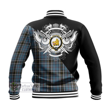 MacTavish Dress Tartan Baseball Jacket with Family Crest and Military Logo Style