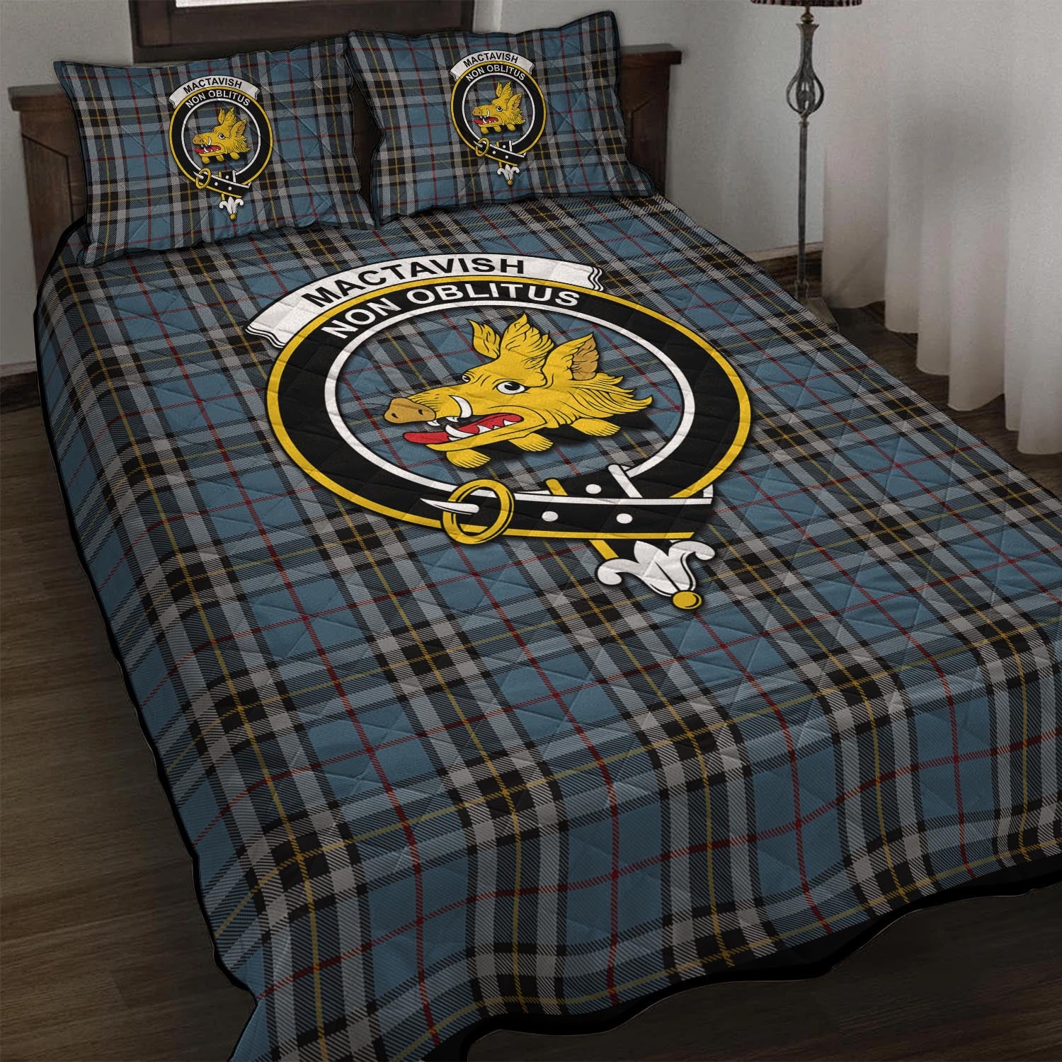 MacTavish Dress Tartan Quilt Bed Set with Family Crest - Tartan Vibes Clothing