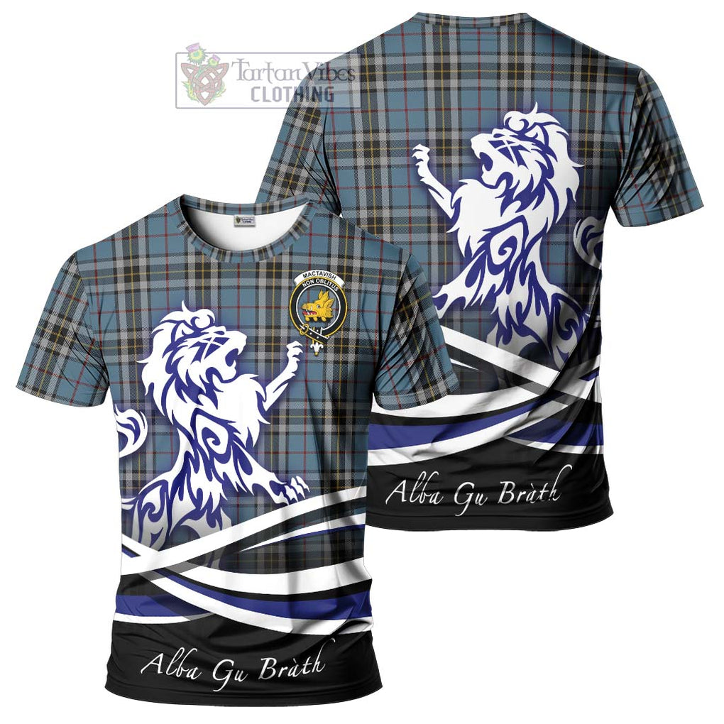 Tartan Vibes Clothing MacTavish Dress Tartan Cotton T-shirt with Alba Gu Brath Regal Lion Emblem