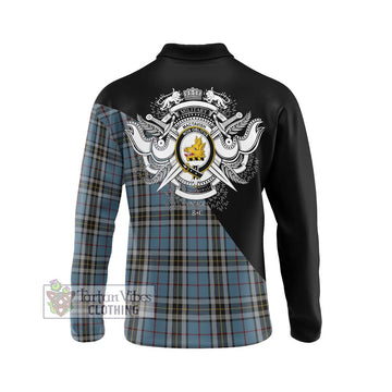 MacTavish Dress Tartan Long Sleeve Polo Shirt with Family Crest and Military Logo Style