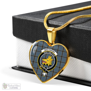 MacTavish Dress Tartan Heart Necklace with Family Crest