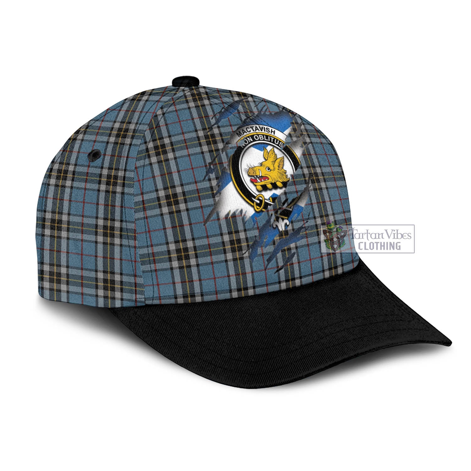 Tartan Vibes Clothing MacTavish Dress Tartan Classic Cap with Family Crest In Me Style