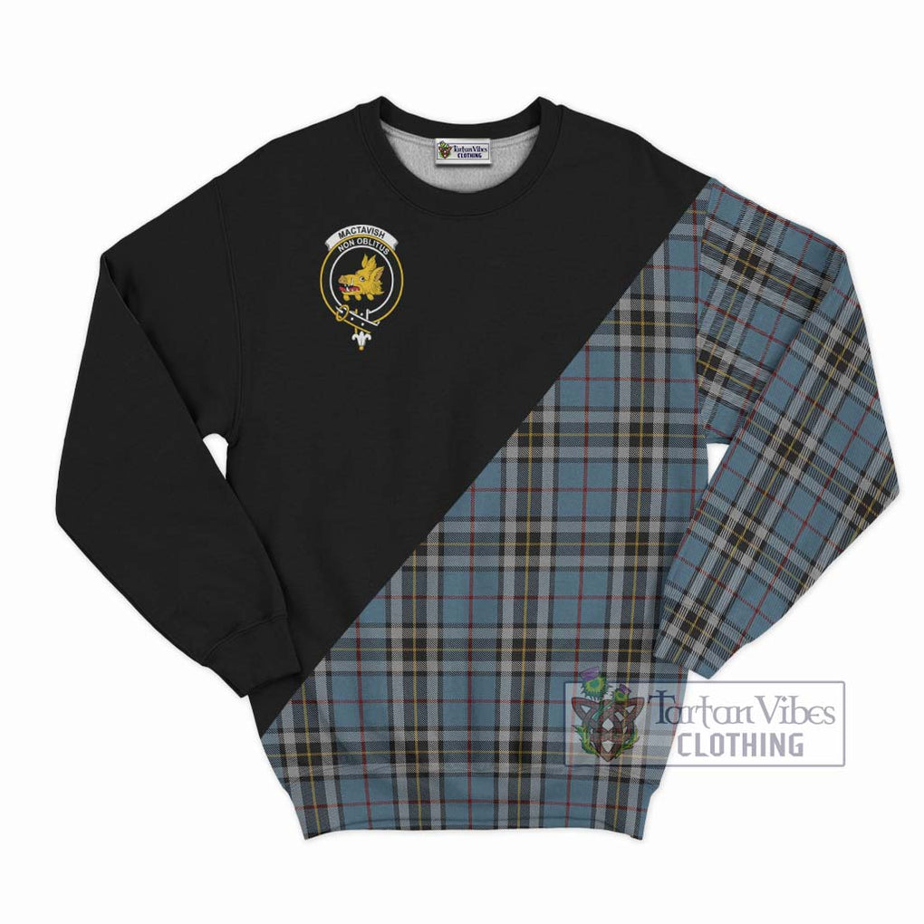 MacTavish Dress Tartan Sweatshirt with Family Crest and Military Logo Style - Tartanvibesclothing Shop