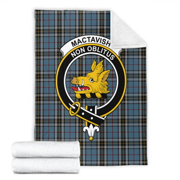 MacTavish Dress Tartan Blanket with Family Crest