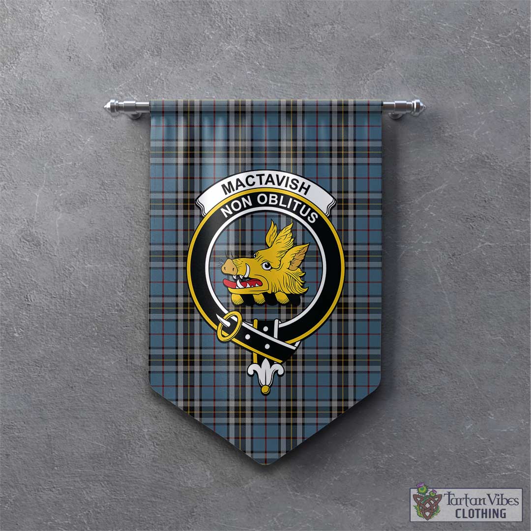 Tartan Vibes Clothing MacTavish Dress Tartan Gonfalon, Tartan Banner with Family Crest