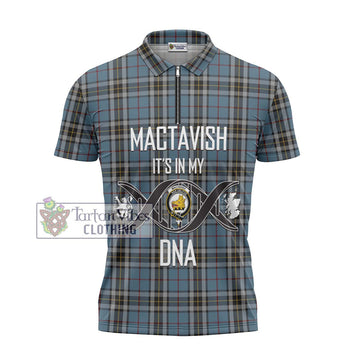 MacTavish Dress Tartan Zipper Polo Shirt with Family Crest DNA In Me Style