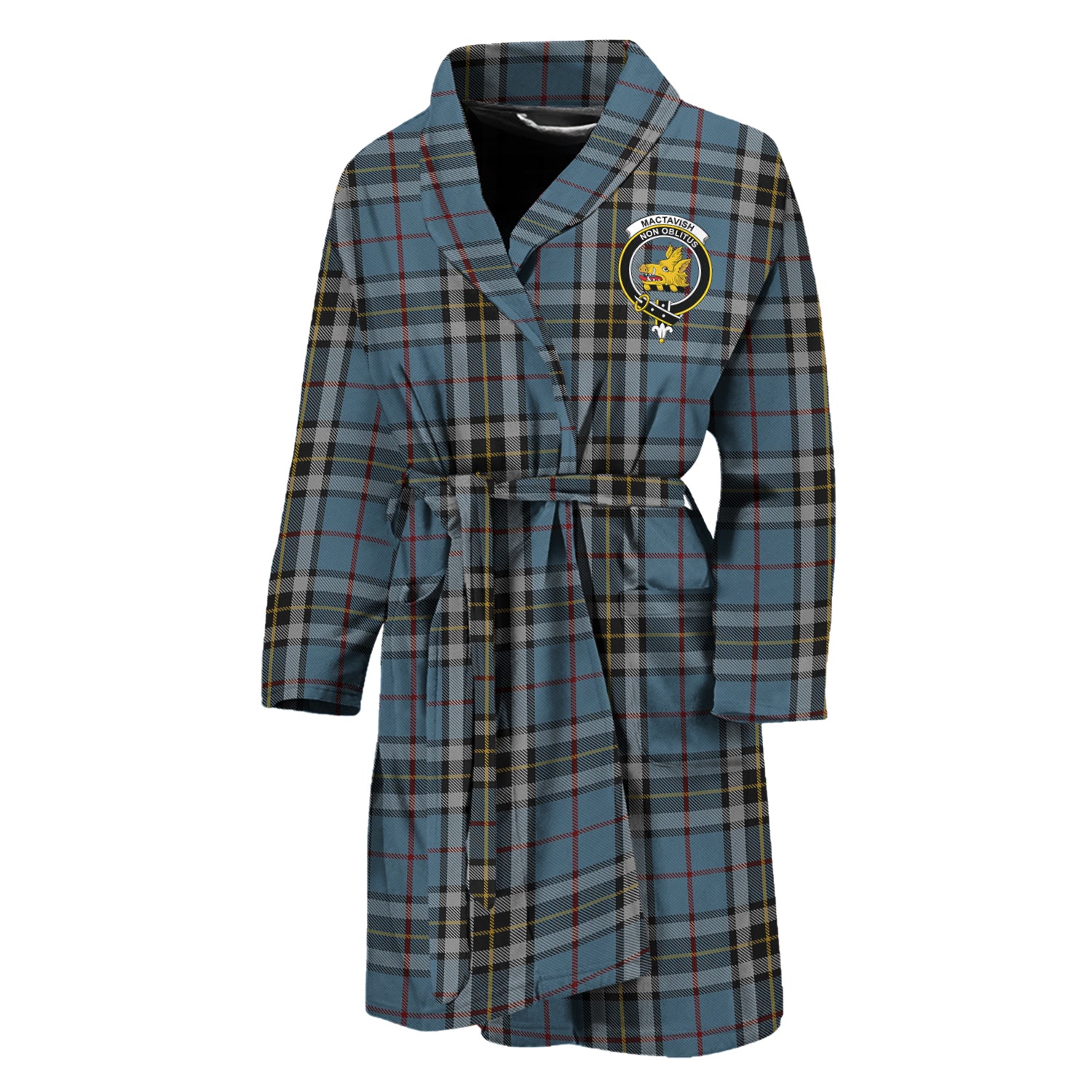 MacTavish Dress Tartan Bathrobe with Family Crest Unisex M - Tartan Vibes Clothing