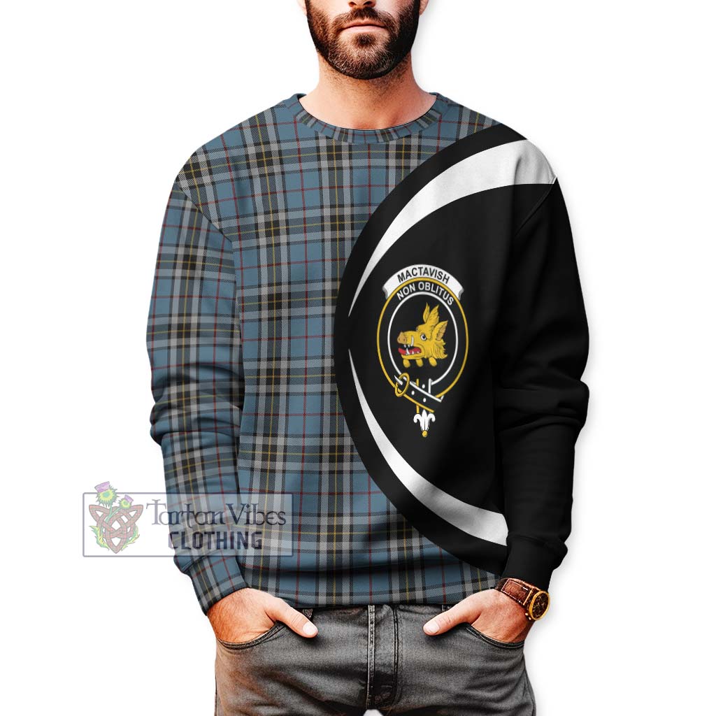 MacTavish Dress Tartan Sweatshirt with Family Crest Circle Style - Tartan Vibes Clothing