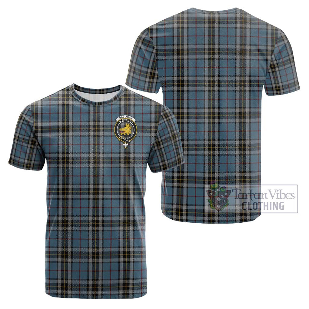 MacTavish Dress Tartan Cotton T-Shirt with Family Crest Kid's Shirt - Tartanvibesclothing Shop