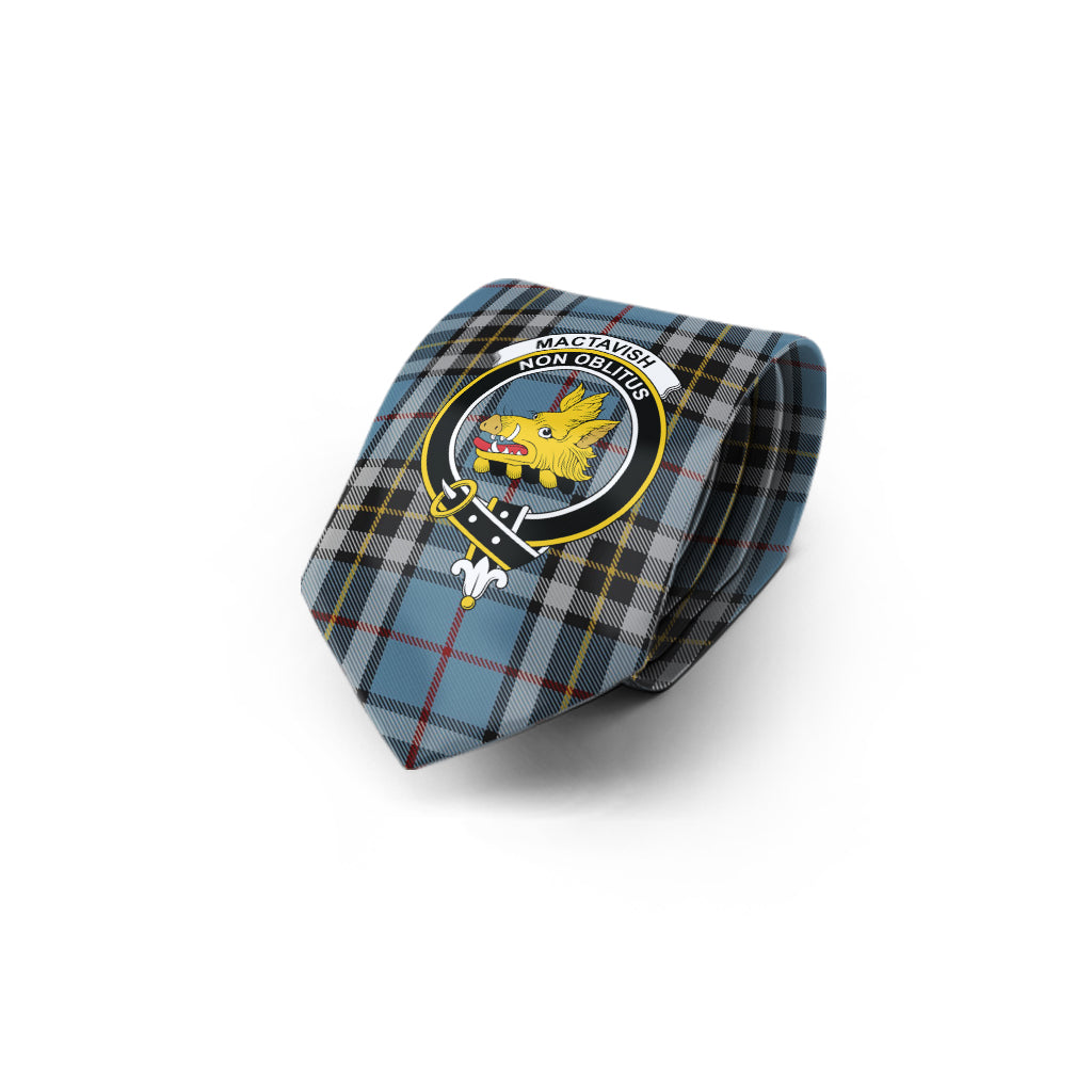 MacTavish Dress Tartan Classic Necktie with Family Crest - Tartan Vibes Clothing