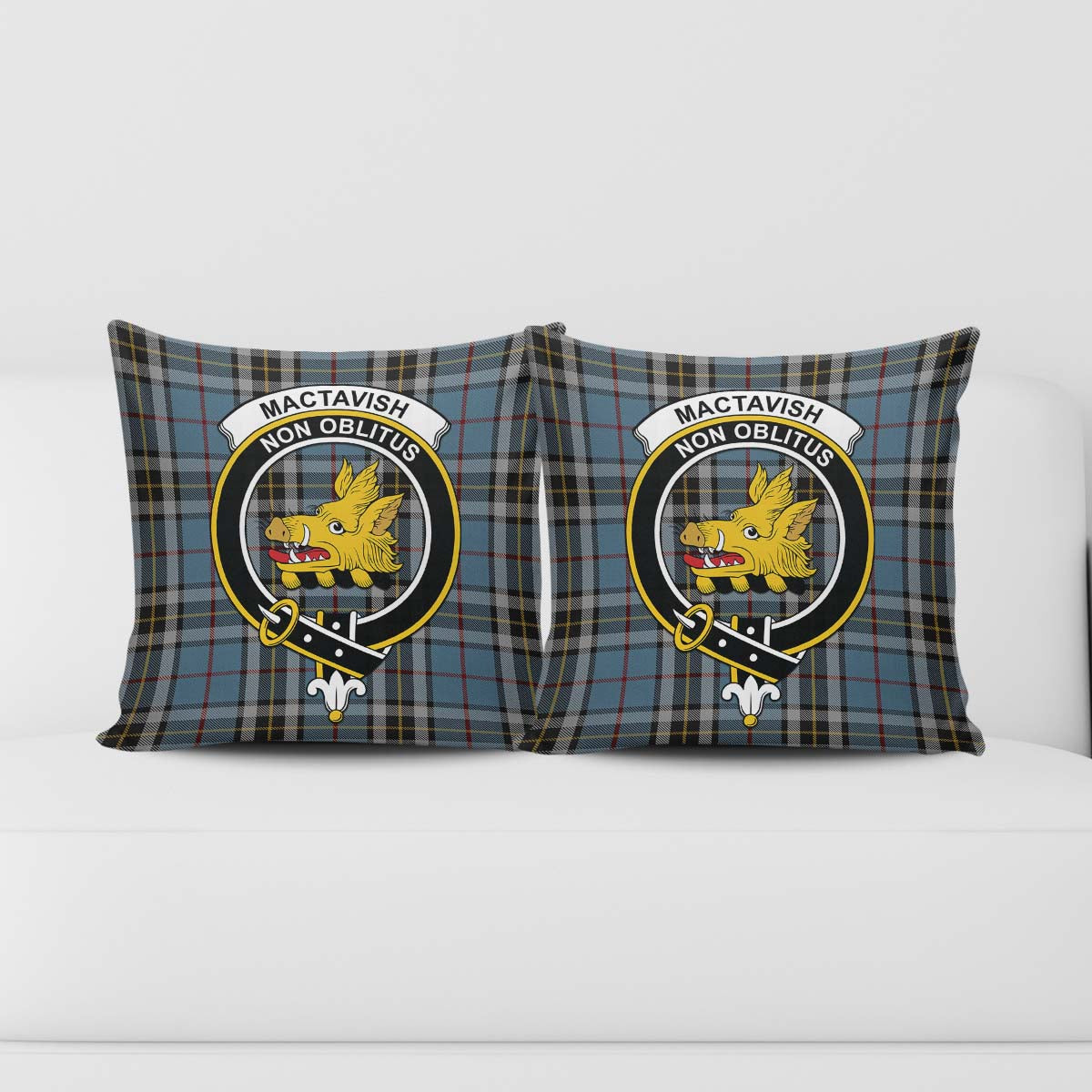 MacTavish Dress Tartan Pillow Cover with Family Crest - Tartanvibesclothing