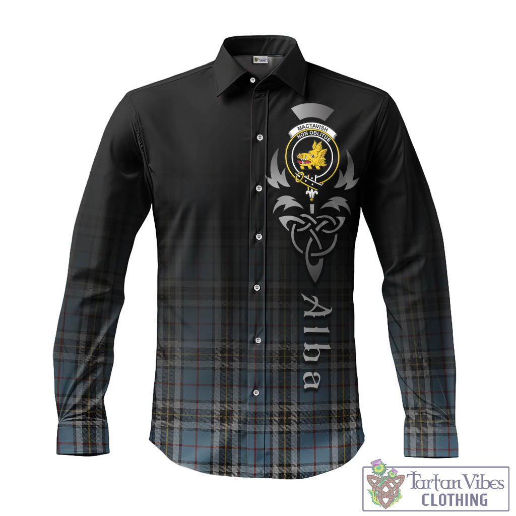 Tartan Vibes Clothing MacTavish Dress Tartan Long Sleeve Button Up Featuring Alba Gu Brath Family Crest Celtic Inspired