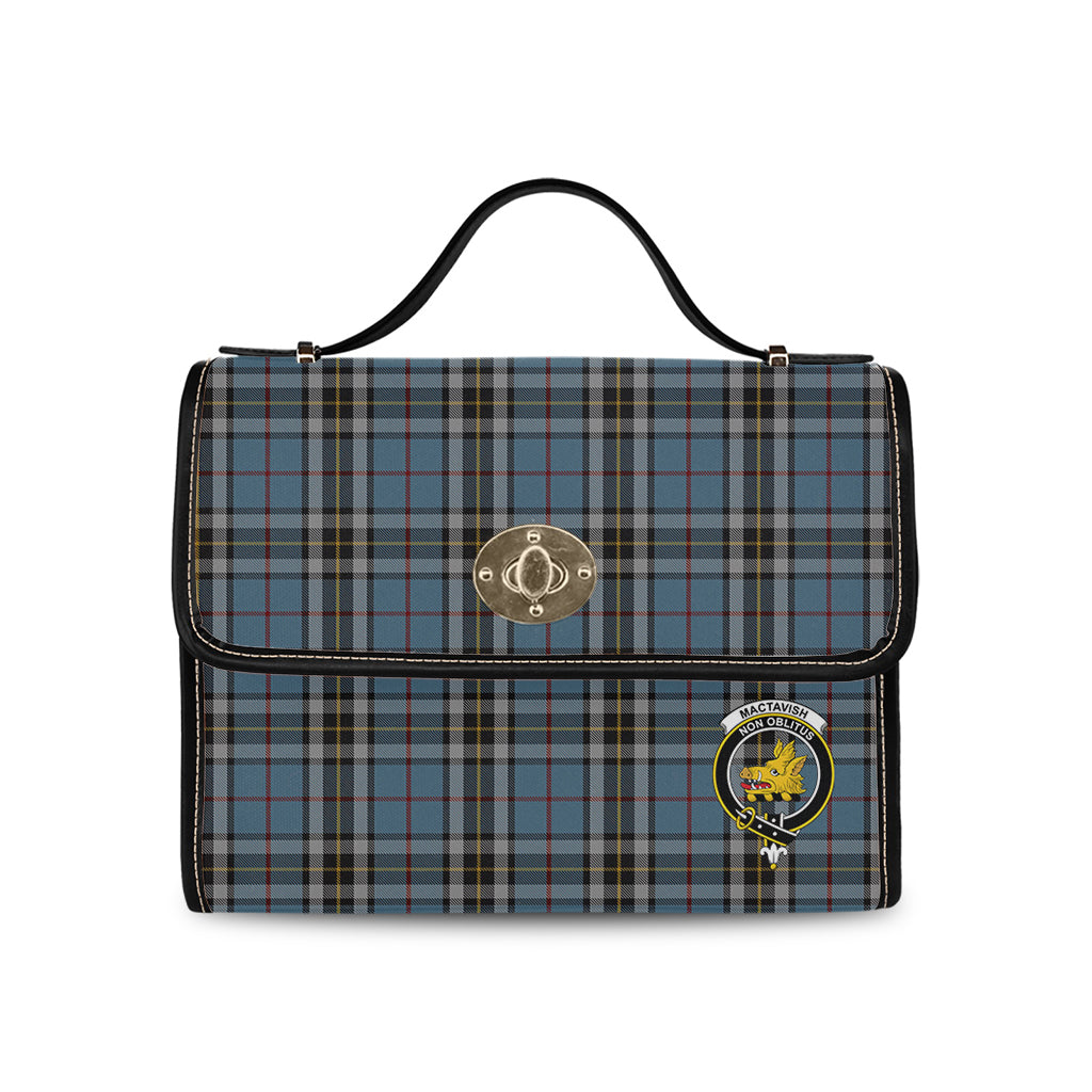 mactavish-dress-tartan-leather-strap-waterproof-canvas-bag-with-family-crest