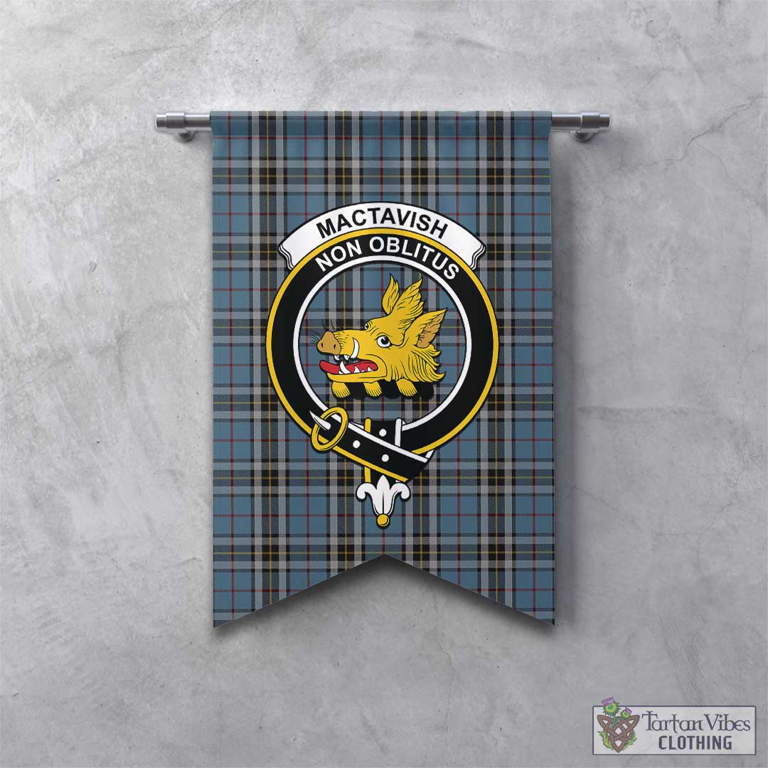 Tartan Vibes Clothing MacTavish Dress Tartan Gonfalon, Tartan Banner with Family Crest