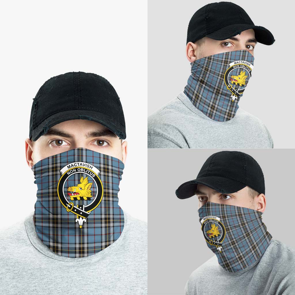 MacTavish Dress Tartan Neck Gaiters, Tartan Bandanas, Tartan Head Band with Family Crest