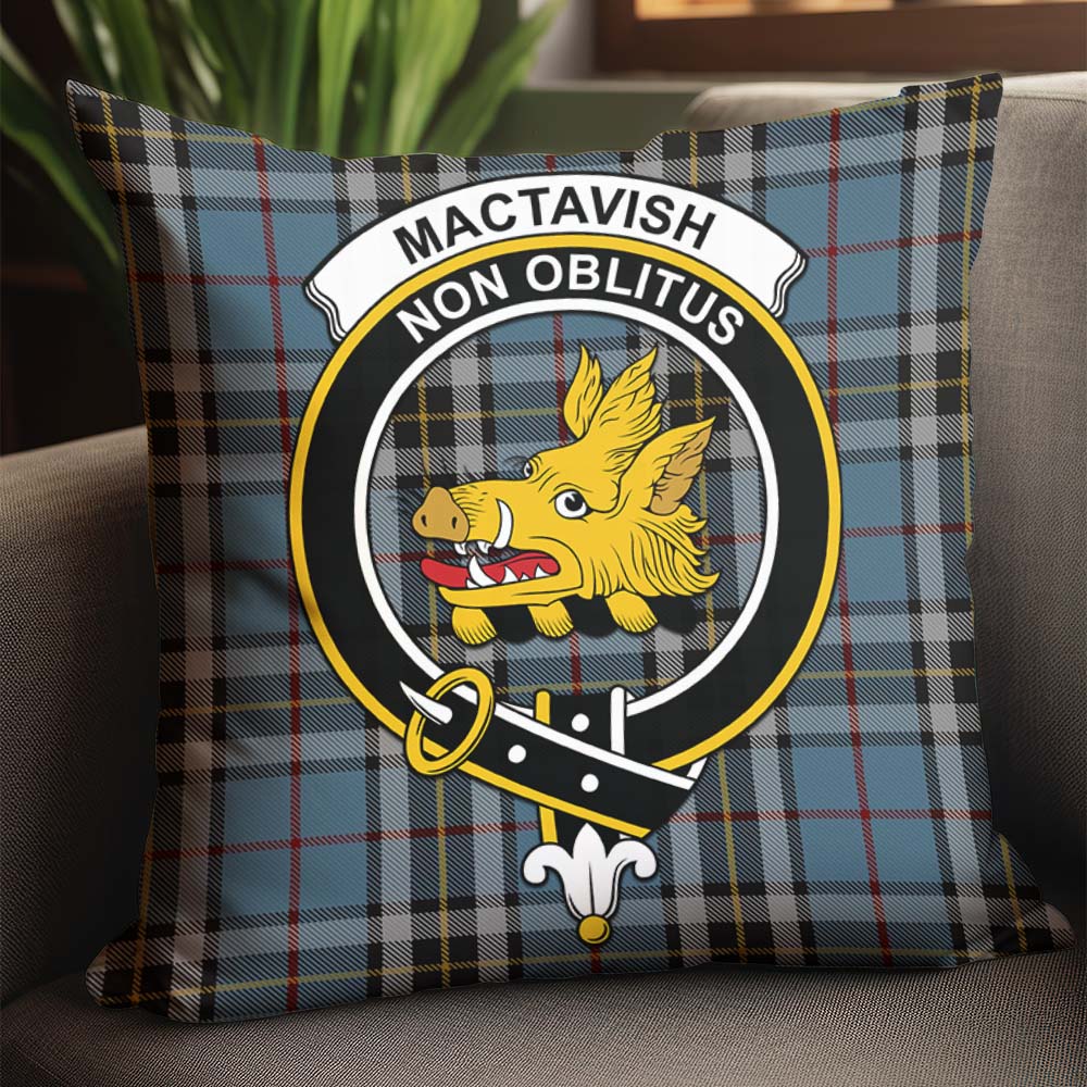 MacTavish Dress Tartan Pillow Cover with Family Crest - Tartanvibesclothing