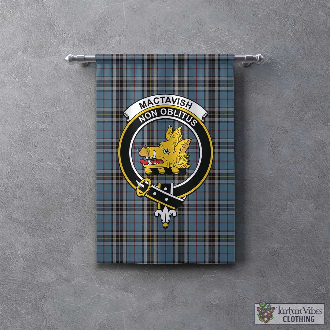 Tartan Vibes Clothing MacTavish Dress Tartan Gonfalon, Tartan Banner with Family Crest