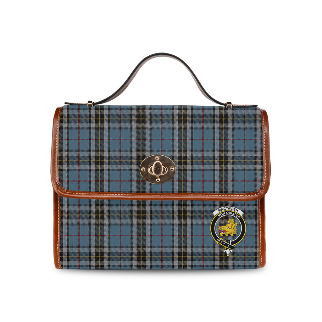 mactavish-dress-tartan-leather-strap-waterproof-canvas-bag-with-family-crest