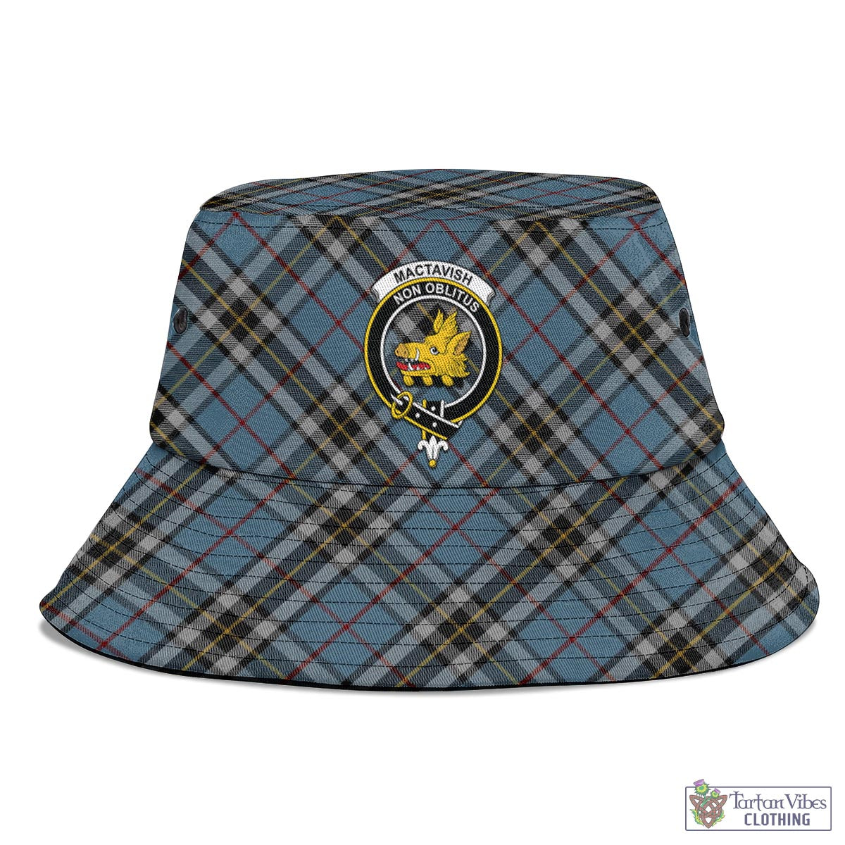 Tartan Vibes Clothing MacTavish Dress Tartan Bucket Hat with Family Crest