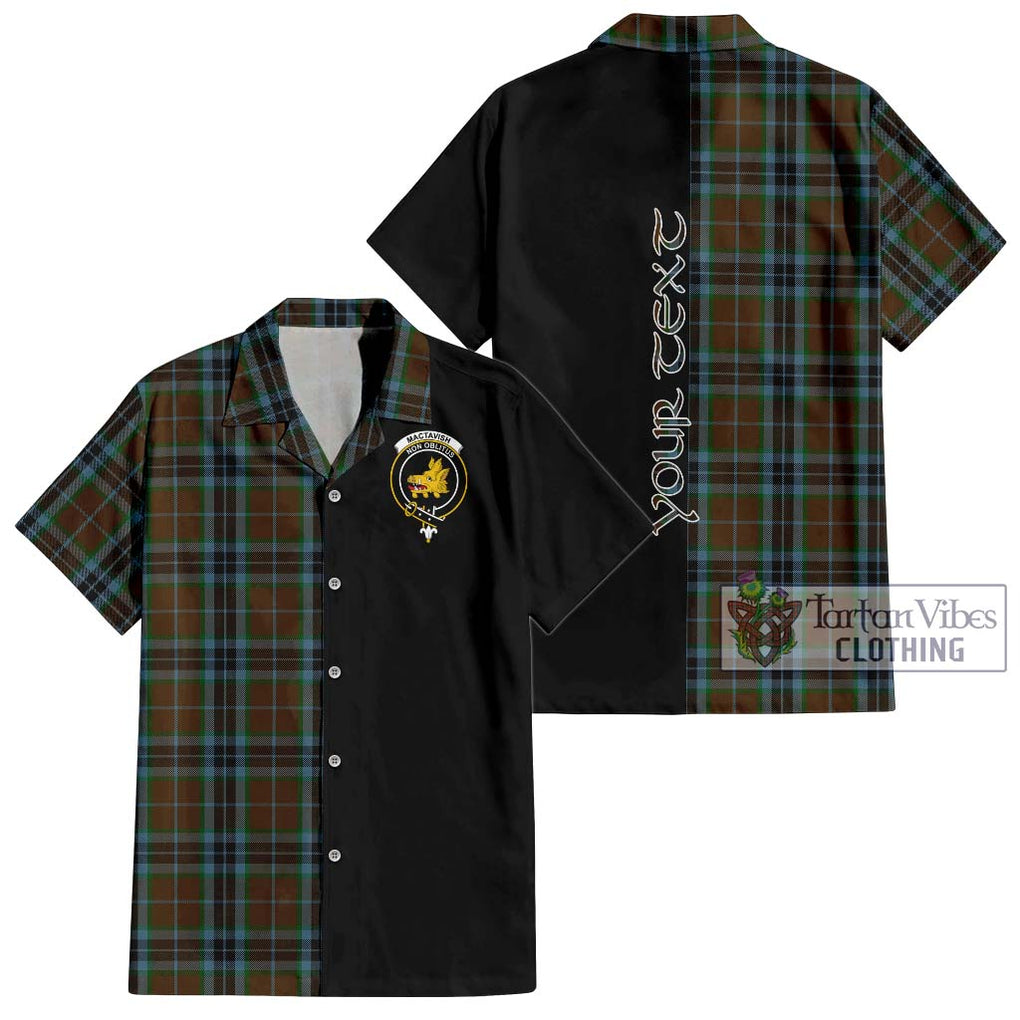 MacTavish Hunting Tartan Short Sleeve Button Shirt with Family Crest and Half Of Me Style Kid - Tartanvibesclothing Shop