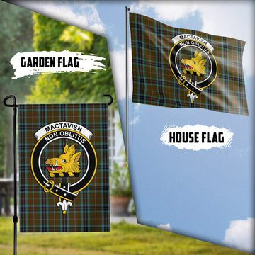 MacTavish Hunting Tartan Flag with Family Crest