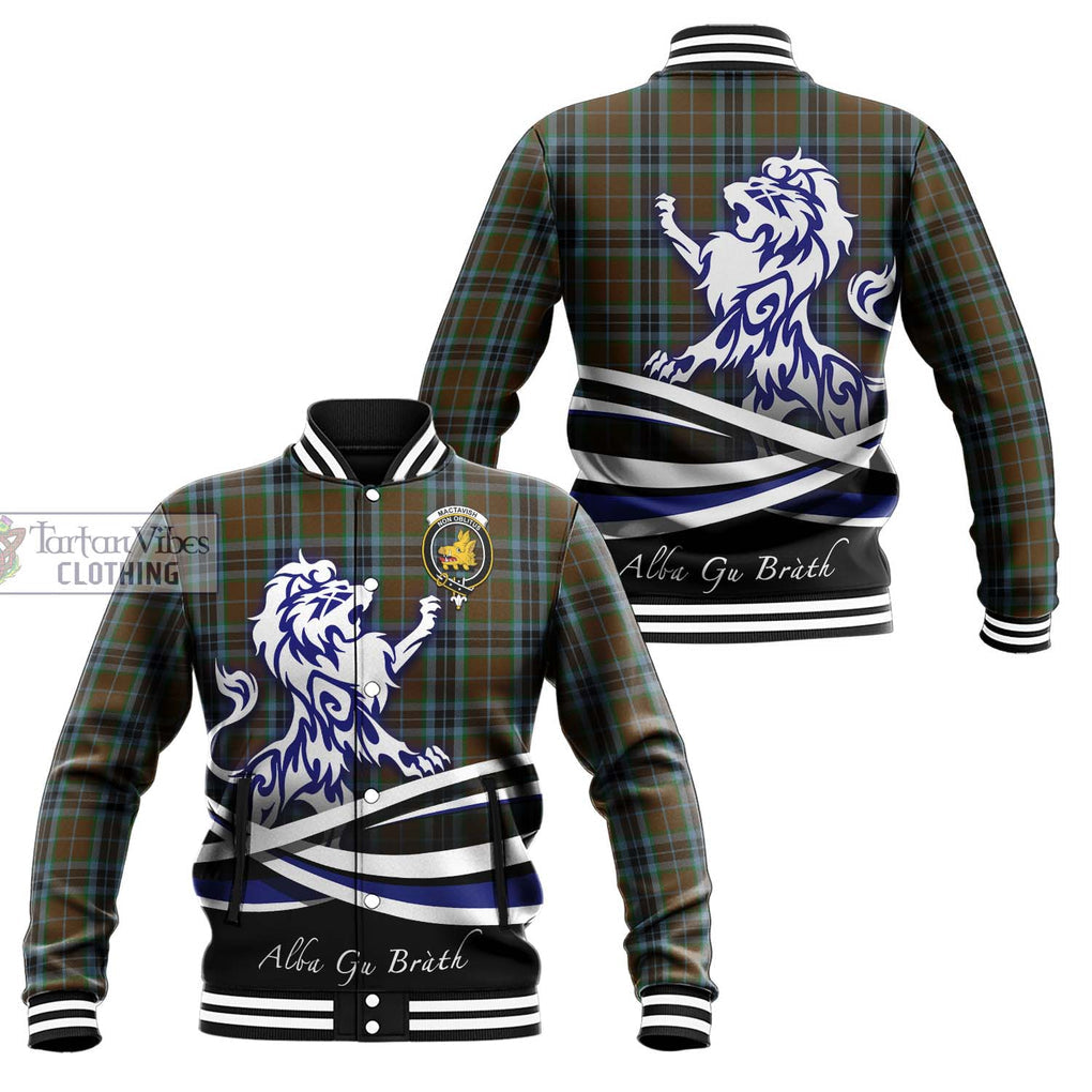 MacTavish Hunting Tartan Baseball Jacket with Alba Gu Brath Regal Lion Emblem Unisex - Tartanvibesclothing Shop