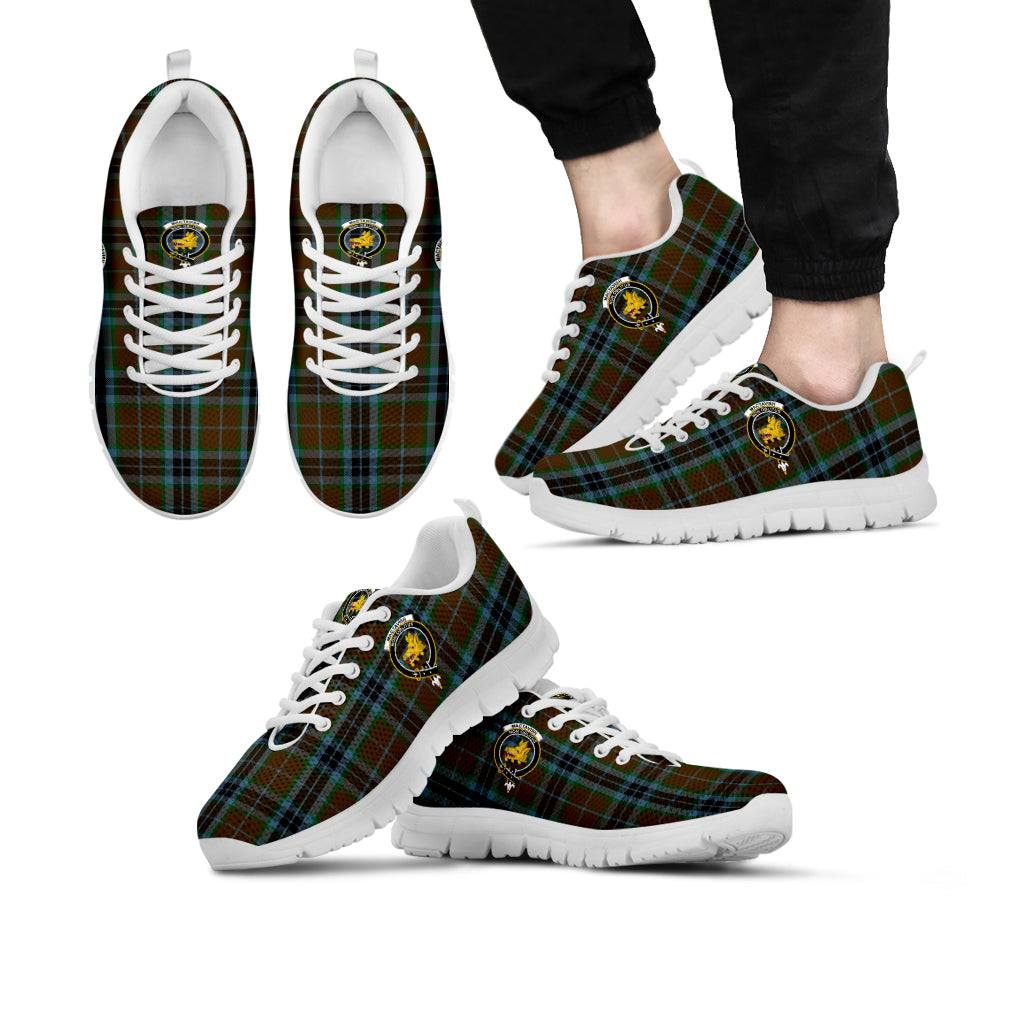 MacTavish Hunting Tartan Sneakers with Family Crest Kid's Sneakers - Tartan Vibes Clothing