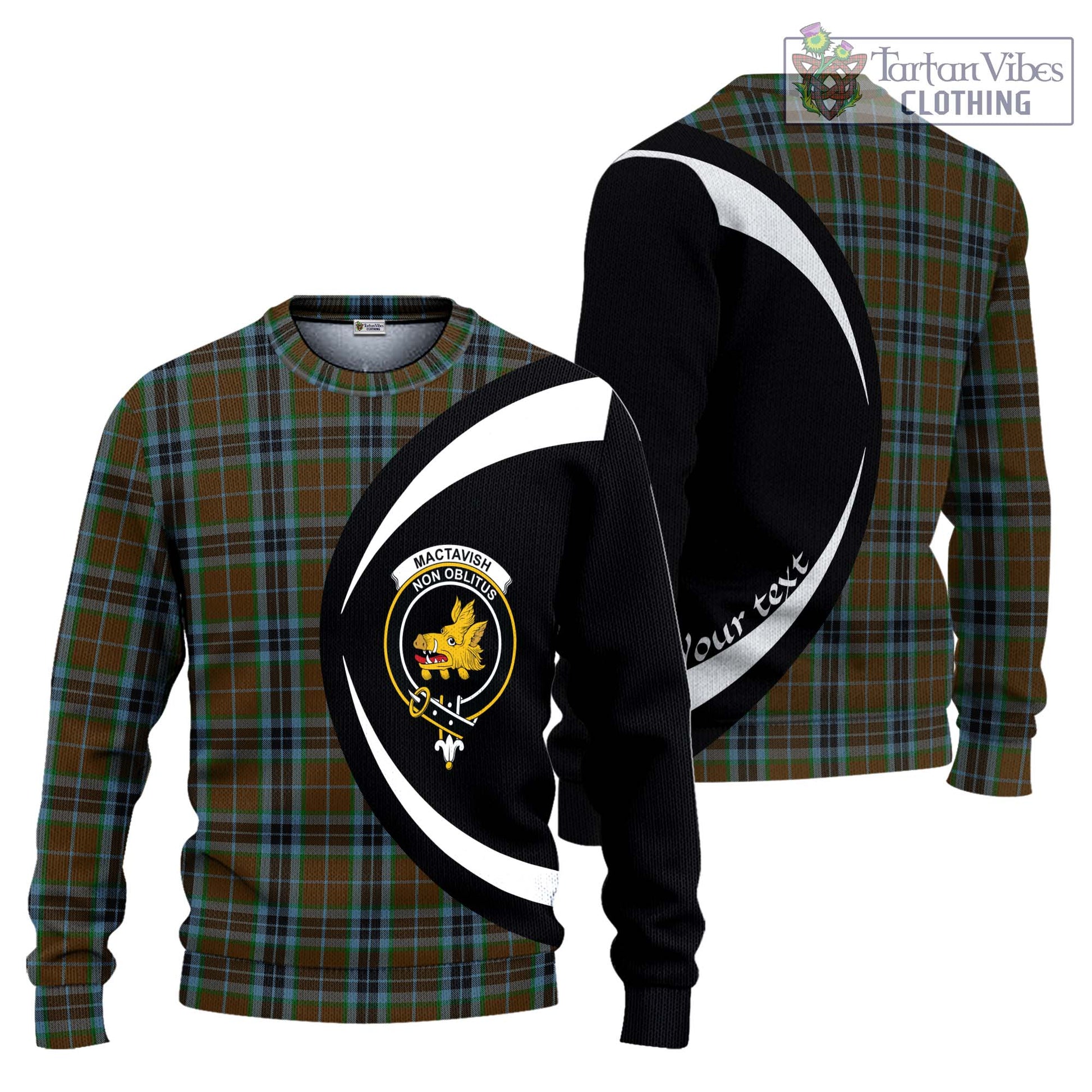 MacTavish Hunting Tartan Knitted Sweater with Family Crest Circle Style Unisex - Tartan Vibes Clothing