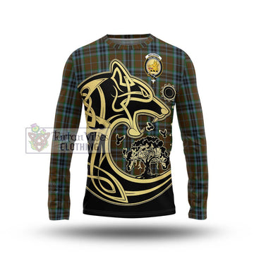 MacTavish Hunting Tartan Long Sleeve T-Shirt with Family Crest Celtic Wolf Style