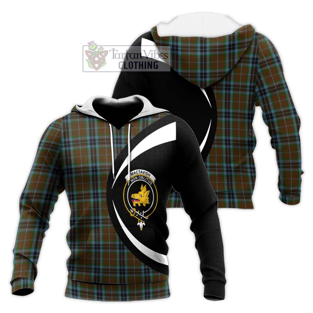 MacTavish Hunting Tartan Knitted Hoodie with Family Crest Circle Style Unisex Knitted Pullover Hoodie - Tartan Vibes Clothing