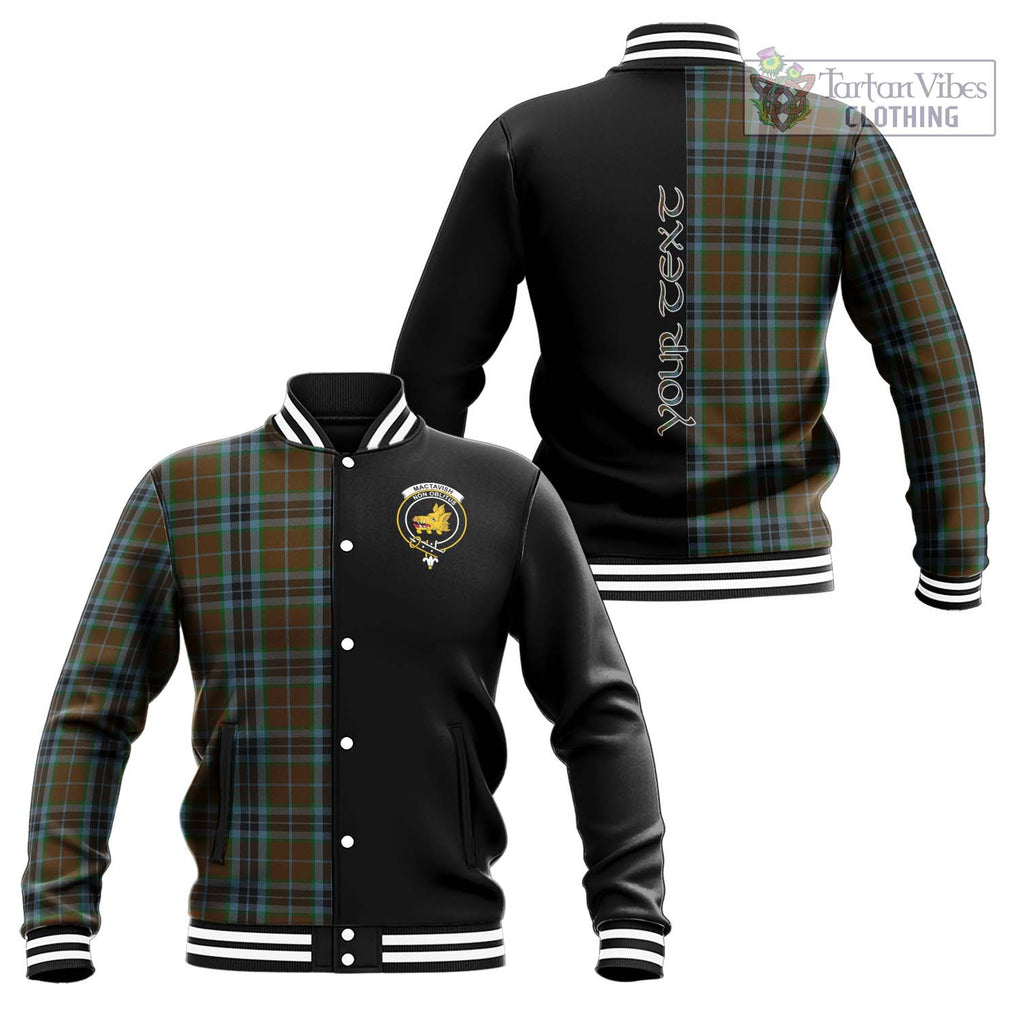 MacTavish Hunting Tartan Baseball Jacket with Family Crest and Half Of Me Style Unisex - Tartanvibesclothing Shop