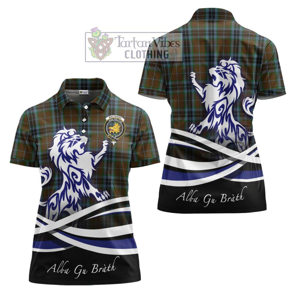 MacTavish Hunting Tartan Women's Polo Shirt with Alba Gu Brath Regal Lion Emblem Women - Tartanvibesclothing Shop