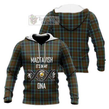 MacTavish Hunting Tartan Knitted Hoodie with Family Crest DNA In Me Style