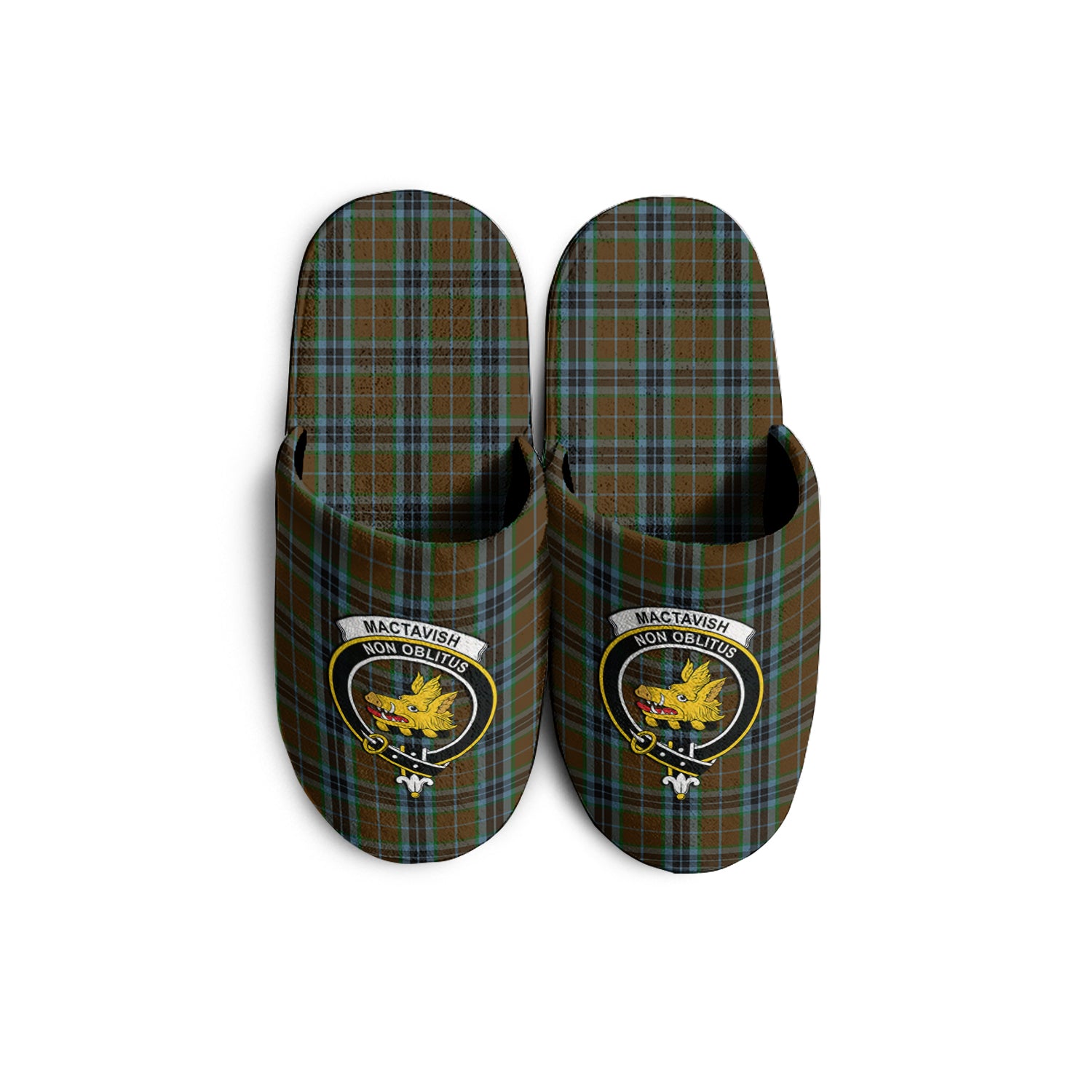 MacTavish Hunting Tartan Home Slippers with Family Crest - Tartanvibesclothing