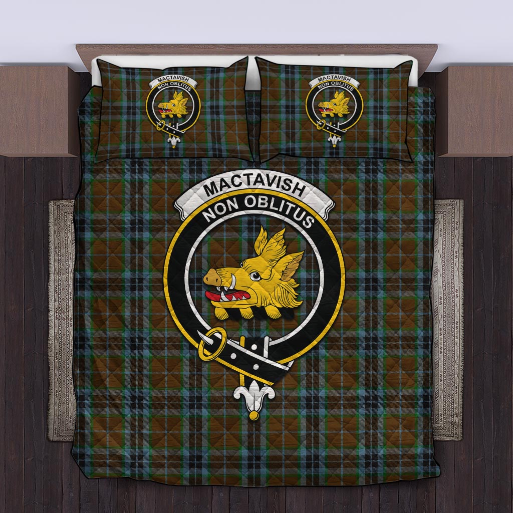 MacTavish Hunting Tartan Quilt Bed Set with Family Crest Twin - Tartan Vibes Clothing