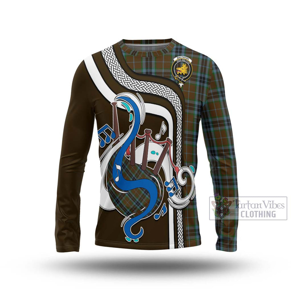 Tartan Vibes Clothing MacTavish Hunting Tartan Long Sleeve T-Shirt with Epic Bagpipe Style