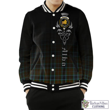 MacTavish Hunting Tartan Baseball Jacket Featuring Alba Gu Brath Family Crest Celtic Inspired