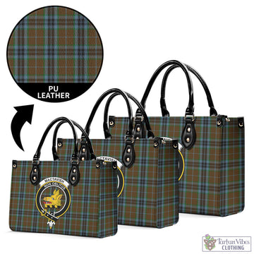 MacTavish Hunting Tartan Luxury Leather Handbags with Family Crest