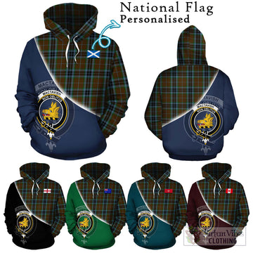 MacTavish Hunting Tartan Hoodie with Personalised National Flag and Family Crest Half Style