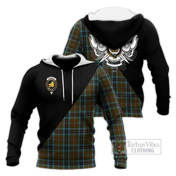 MacTavish Hunting Tartan Knitted Hoodie with Family Crest and Military Logo Style