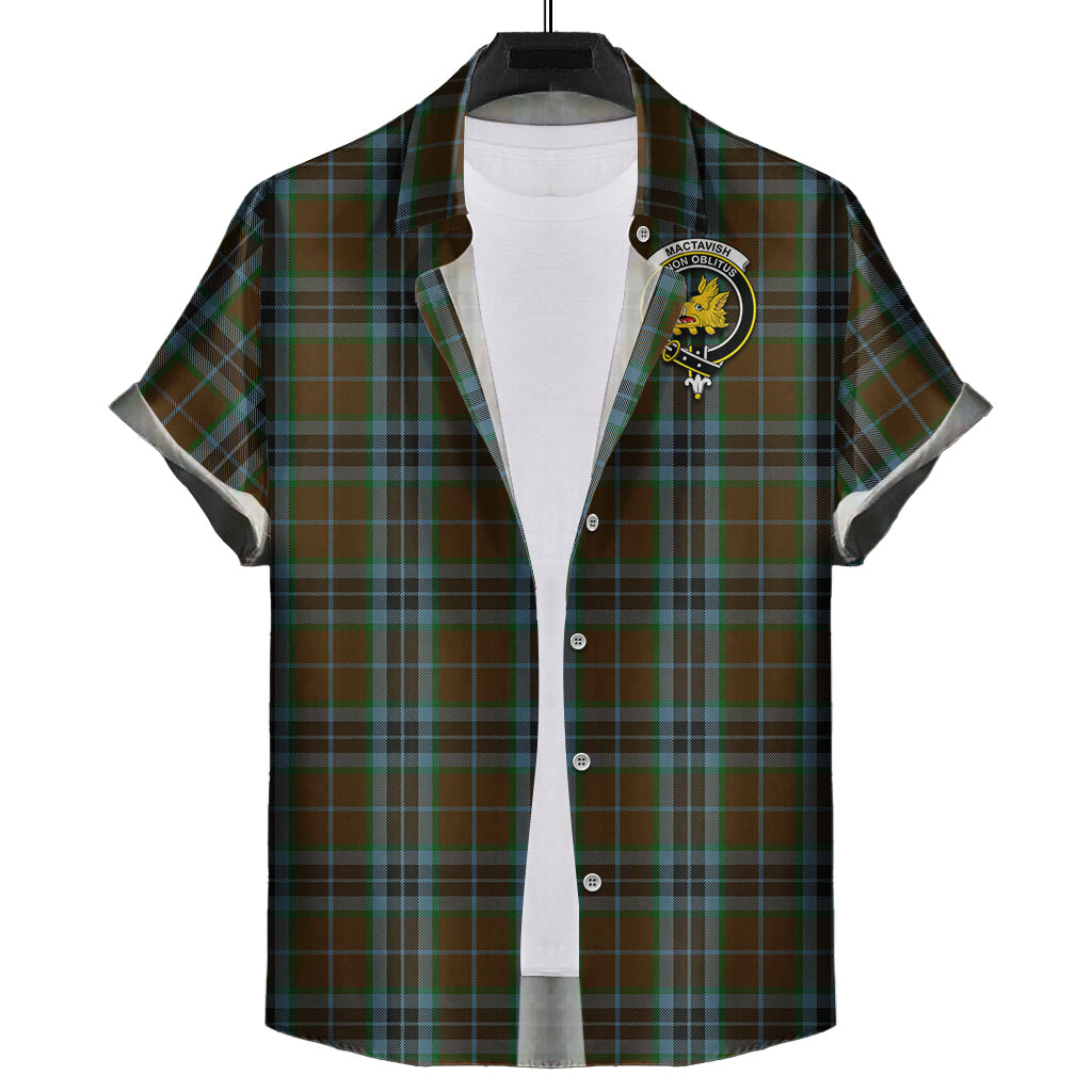 mactavish-hunting-tartan-short-sleeve-button-down-shirt-with-family-crest