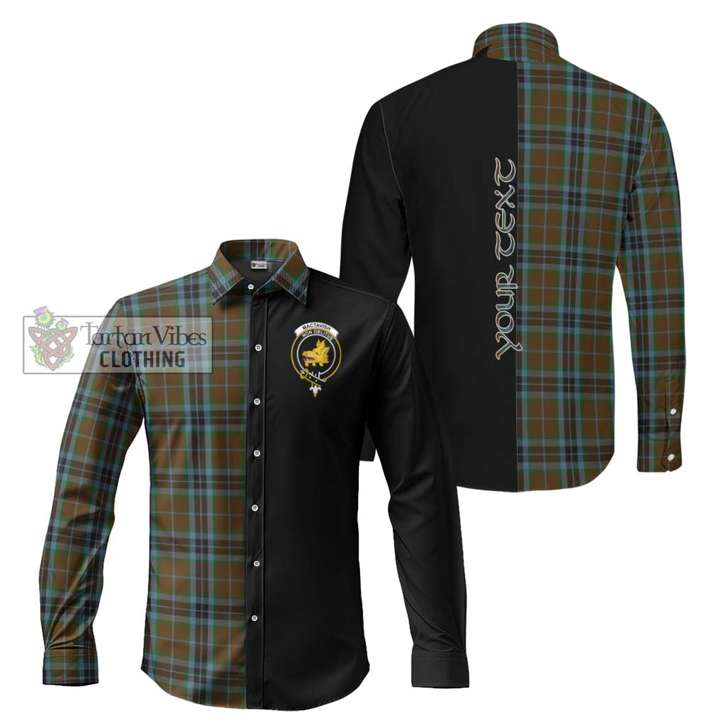 MacTavish Hunting Tartan Long Sleeve Button Shirt with Family Crest and Half Of Me Style Men's Shirt S - Tartanvibesclothing Shop