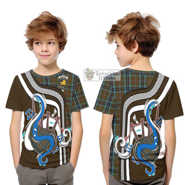 MacTavish Hunting Tartan Kid T-Shirt with Epic Bagpipe Style