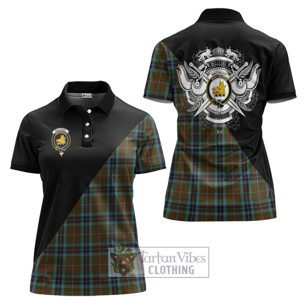 MacTavish Hunting Tartan Women's Polo Shirt with Family Crest and Military Logo Style Women - Tartanvibesclothing Shop