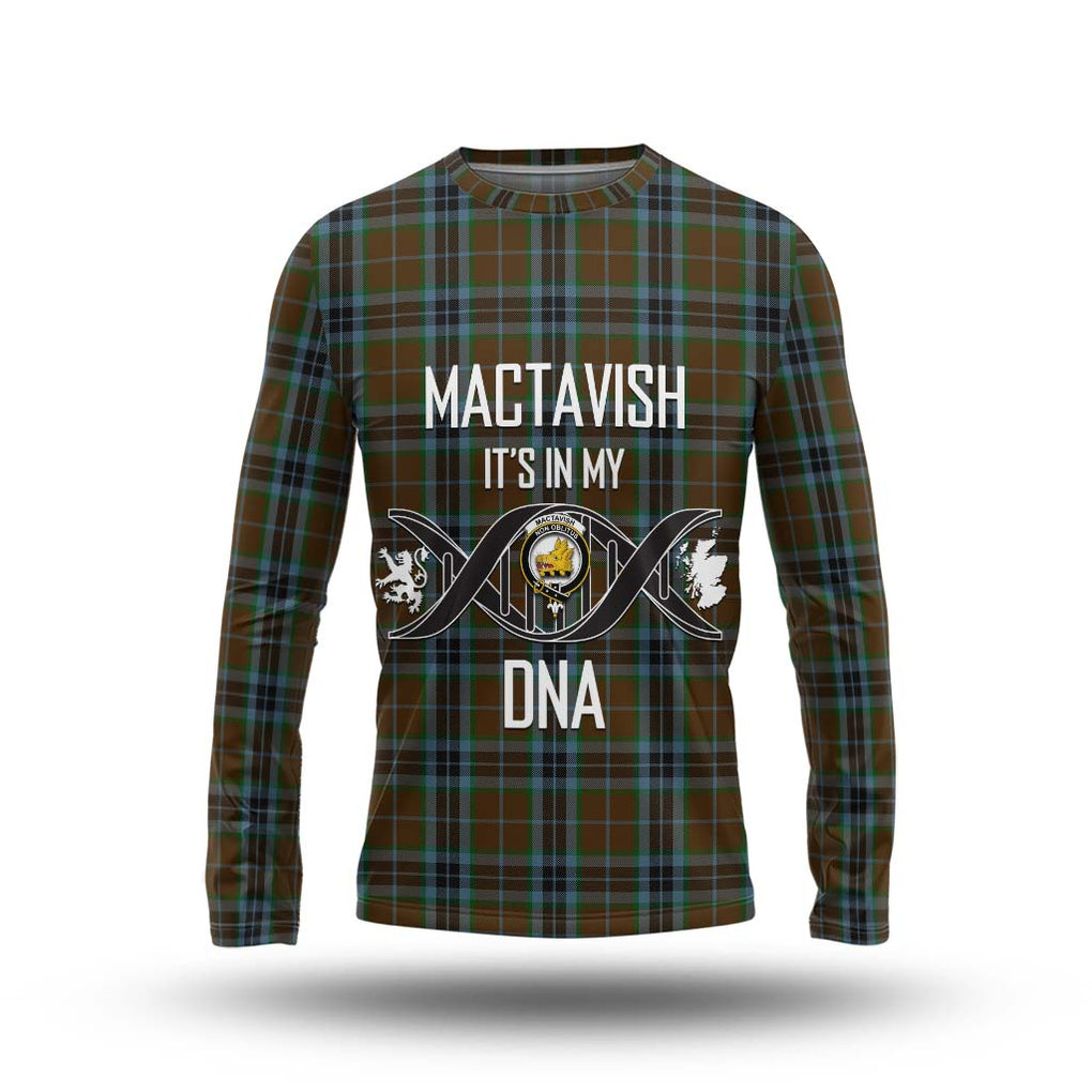 MacTavish Hunting Tartan Long Sleeve T-Shirt with Family Crest DNA In Me Style Unisex - Tartanvibesclothing Shop