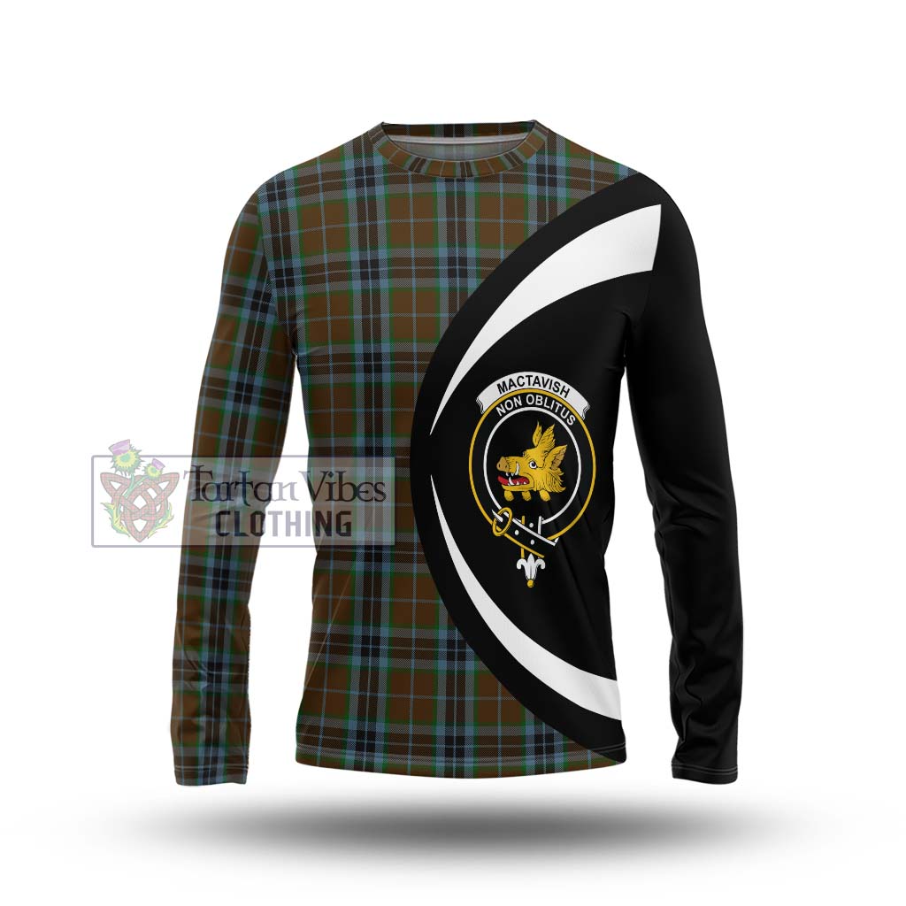 MacTavish Hunting Tartan Long Sleeve T-Shirt with Family Crest Circle Style Unisex - Tartan Vibes Clothing