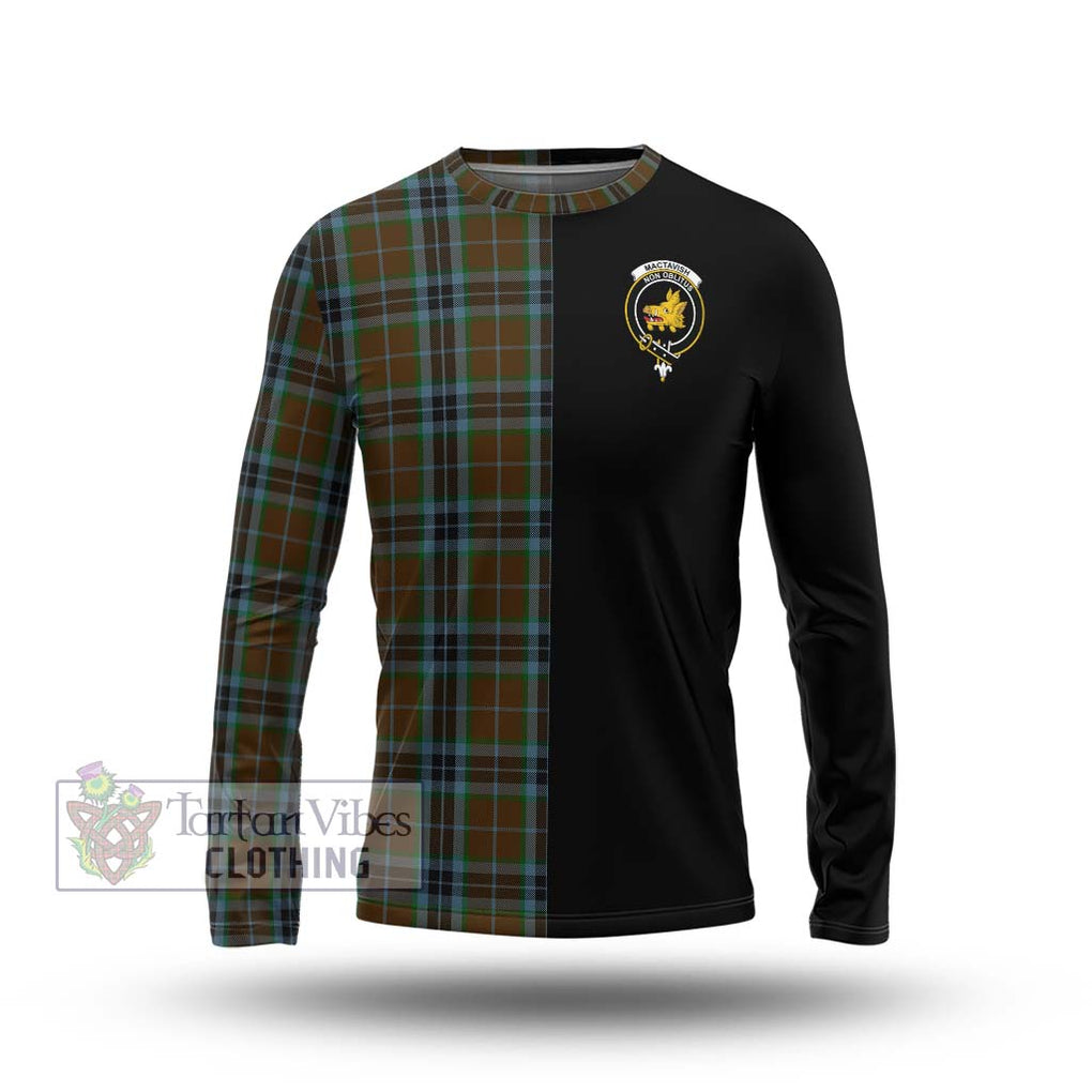 MacTavish Hunting Tartan Long Sleeve T-Shirt with Family Crest and Half Of Me Style Unisex - Tartanvibesclothing Shop