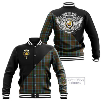 MacTavish Hunting Tartan Baseball Jacket with Family Crest and Military Logo Style