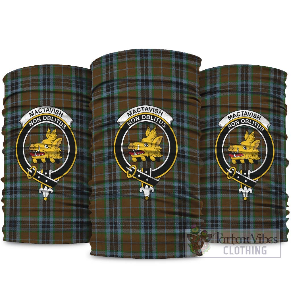 MacTavish Hunting Tartan Neck Gaiters, Tartan Bandanas, Tartan Head Band with Family Crest