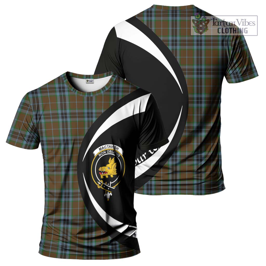 Tartan Vibes Clothing MacTavish Hunting Tartan T-Shirt with Family Crest Circle Style